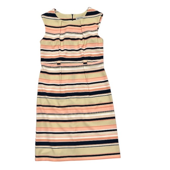 Shelby & Palmer‎ Pink Tan Navy Stripped Dress. Size 12. NWT (Missing Belt) - Picture 1 of 6